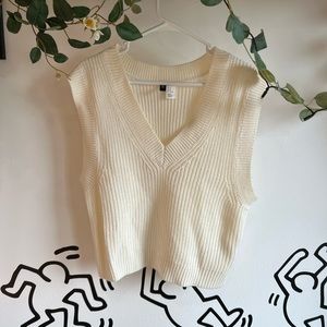 White Knit Sweater Vest